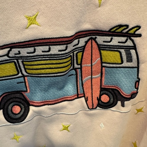 Sunkissed Coconut Light Pink Embroidered Camper Sweatshirt Size XXL - Picture 3 of 15